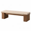 Bank Travertin Naturstein Massivholz 180cm Beige/Braun