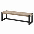 Bank rechteckig Holz Jute Seil Natur/Schwarz 150cm