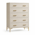 Kommode aus Holzfaserplatte und Metall mit 5 Schubladen Beige