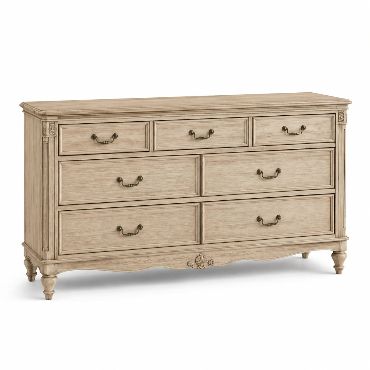 Kommode aus Holz mit 7 Schubladen Beige
