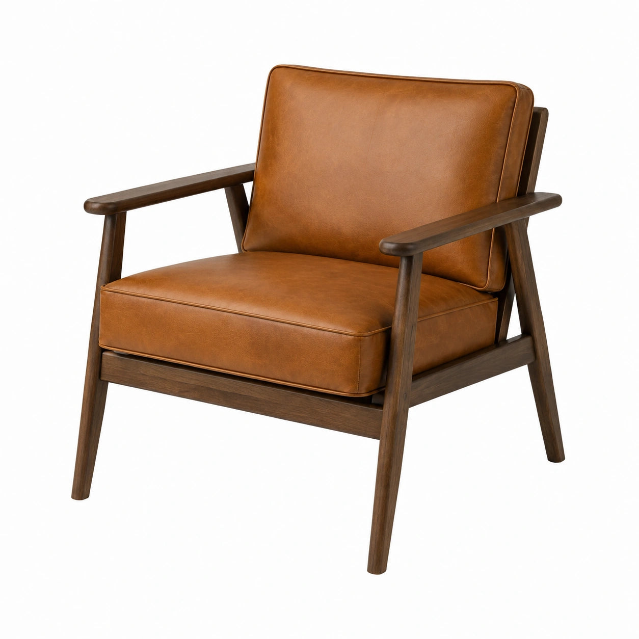 Sessel mit Holzrahmen und Kunstleder Braun