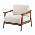 Walnuss-Sessel mit Bouclé-Stoff, 80x75x70cm, Cremeweiß