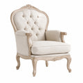 Leinensessel mit Holzrahmen Beige 105cm