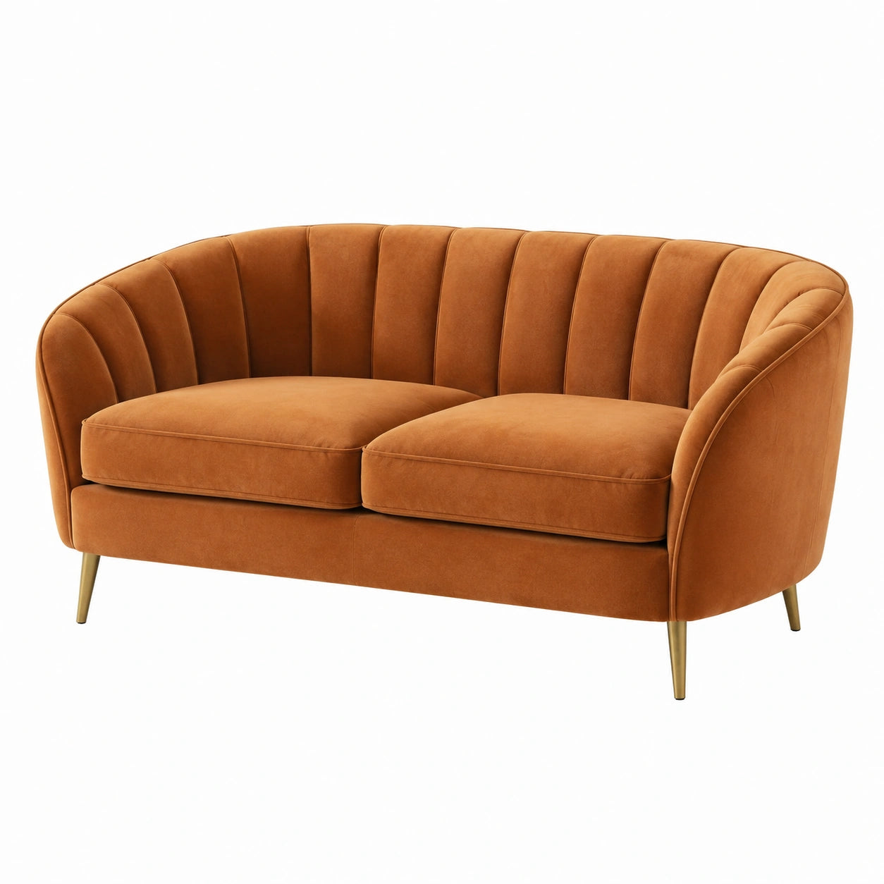2-Sitzer Sofa Samt Metallbeine Orange