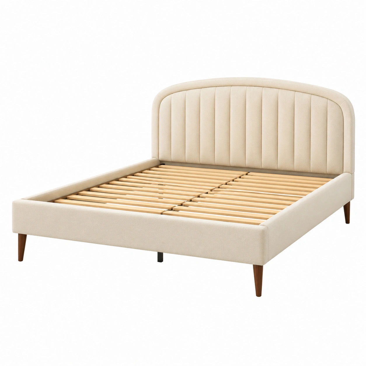 Doppelbett mit abgerundetem Kopfteil Textil Beige 200x160cm