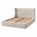 Polsterbett mit Holzrahmen und Leinenmischgewebe Beige 180x200 cm