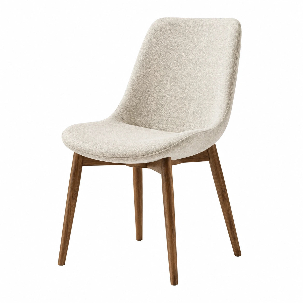 Esszimmerstuhl mit Polyesterbezug und Eichenholzbeinen Beige