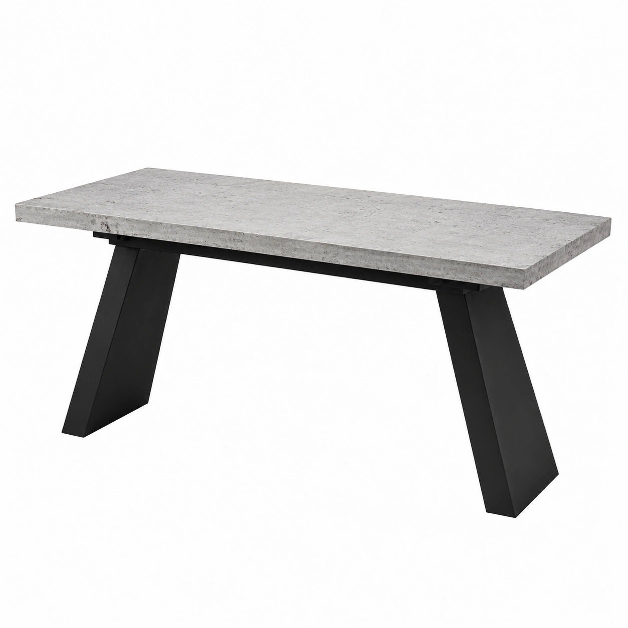 Esszimmertisch rechteckig Faserbeton Metallbeine 180x90x75 cm Grau/Schwarz