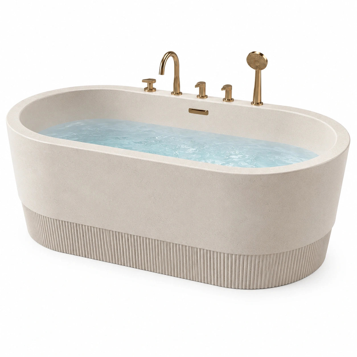 Freistehende Badewanne oval Acryl 180x80x60cm Cremeweiß