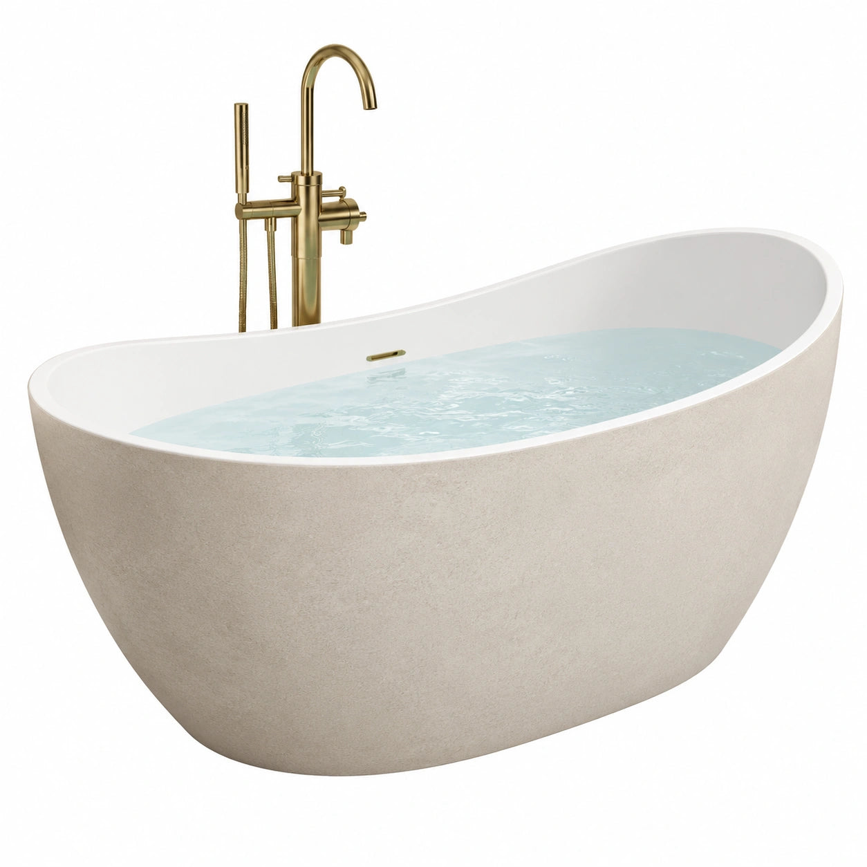 Freistehende Badewanne Mineralguss Oval Beige