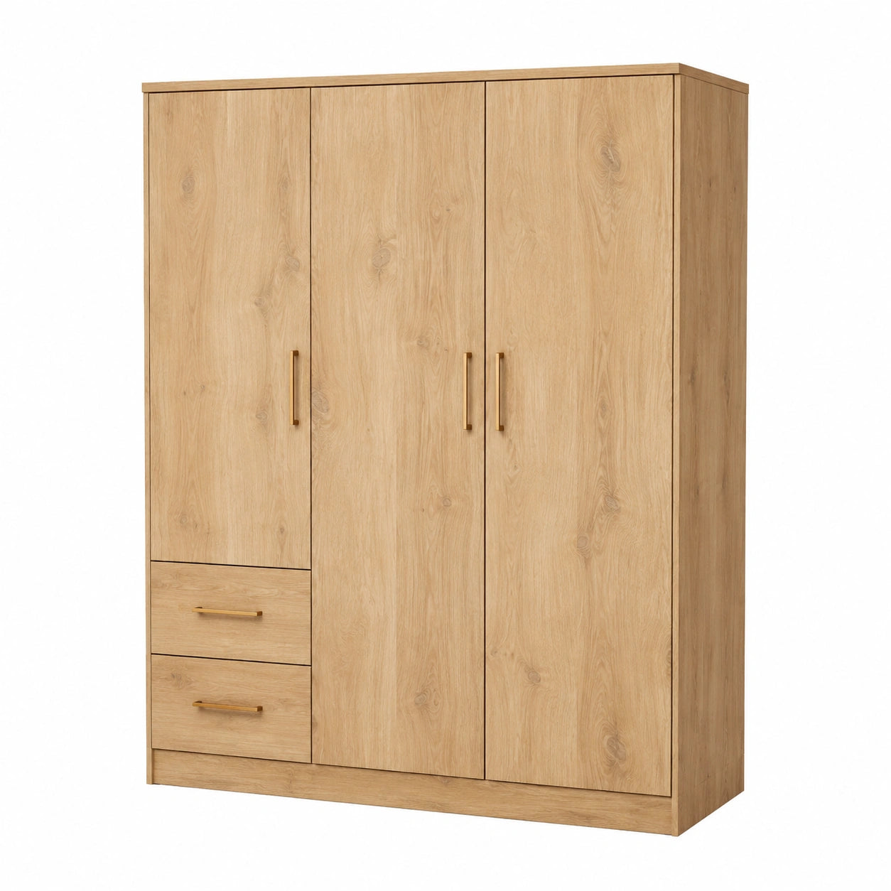 Kleiderschrank mit 3 Türen Holz Eichenfurnier 120x52x200cm Natur