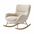 Schaukelstuhl mit Holzrahmen und Bouclé-Polsterung, Beige
