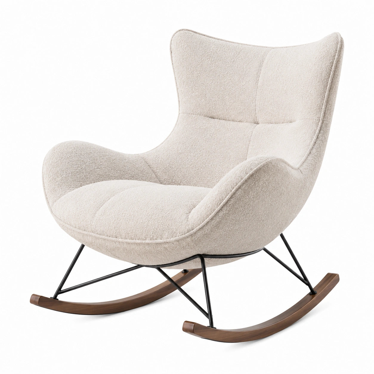 Schaukelstuhl aus Stoff mit Metallrahmen Beige